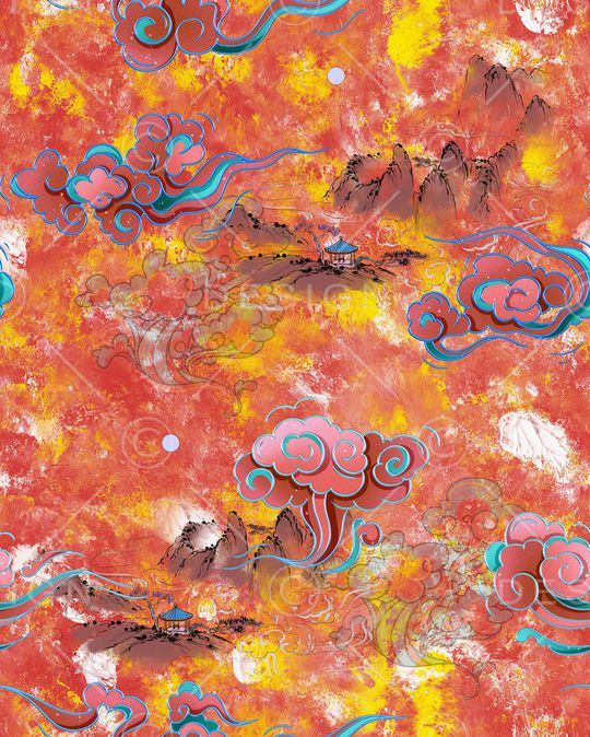 中国风印花华亿平台图片