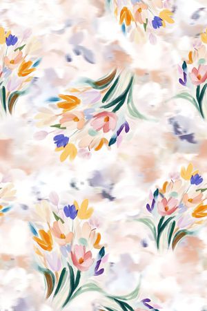 手绘花卉印花华亿平台图片