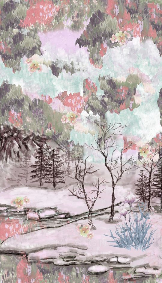 风景景观印花华亿平台图片