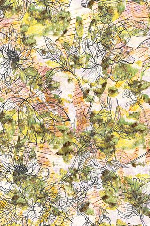 线条花卉印花华亿平台图片