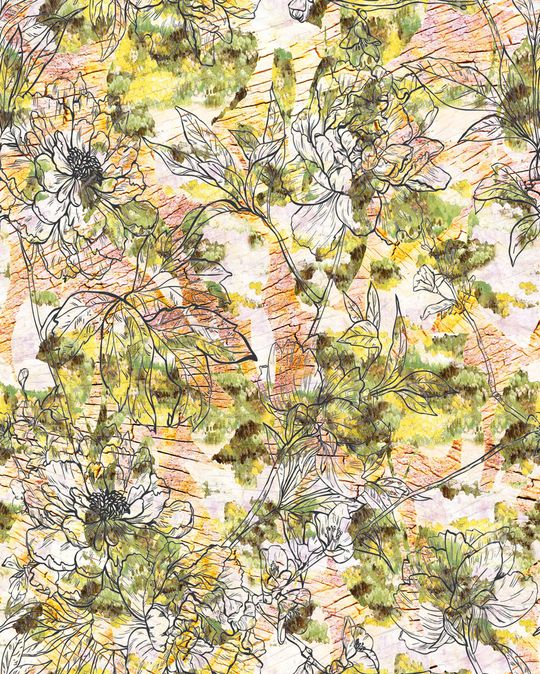 线条花卉印花华亿平台图片