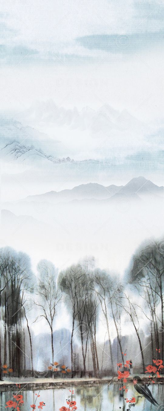 水墨风印花华亿平台图片