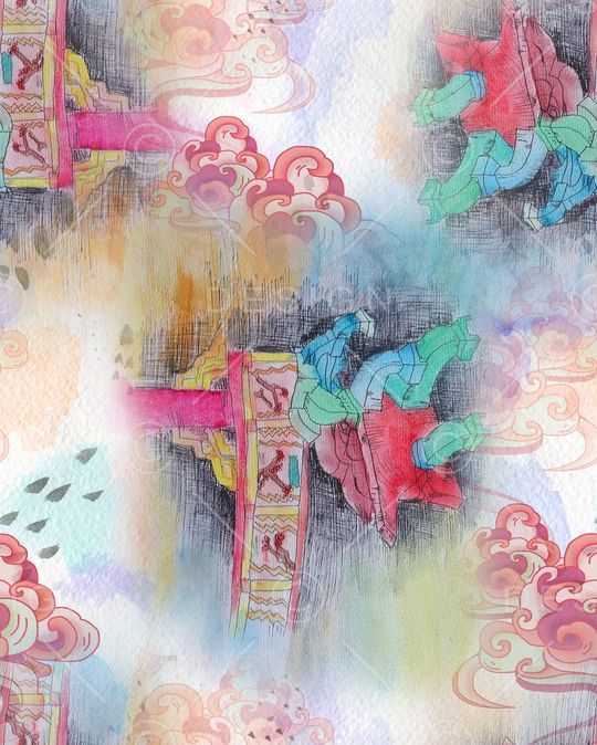 水彩印花华亿平台图片