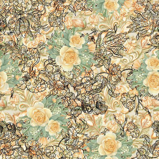 水彩花卉印花华亿平台图片