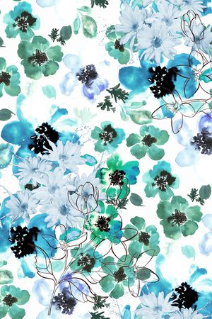 水彩花卉印花华亿平台图片