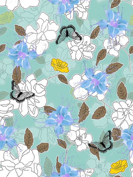 蝴蝶印花华亿平台图片