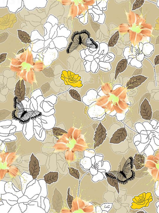 蝴蝶印花华亿平台图片