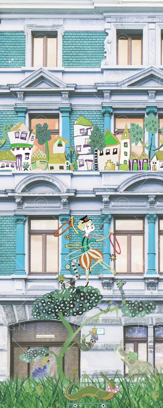 卡通动物印花华亿平台图片