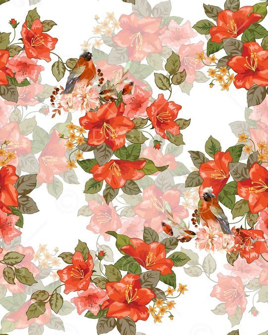 水彩花卉印花华亿平台图片