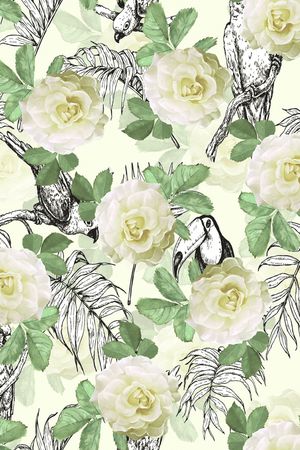 水彩花卉印花华亿平台图片