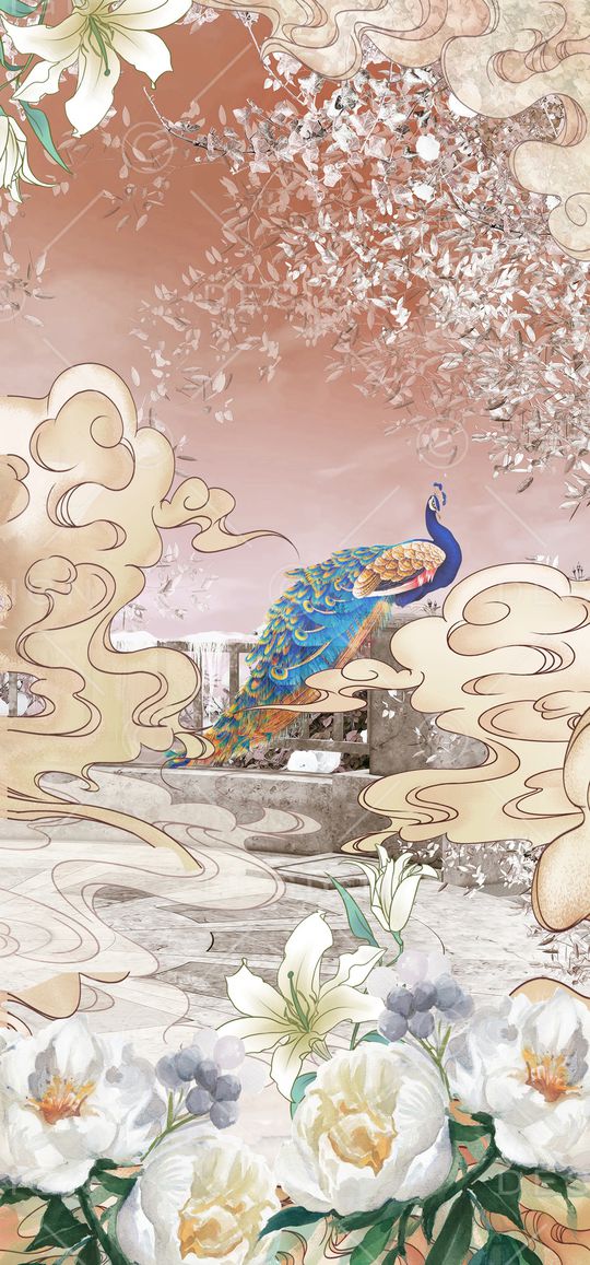 孔雀印花华亿平台图片