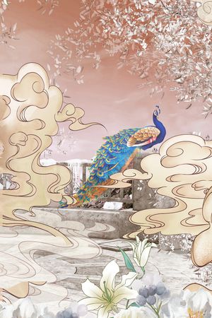 孔雀印花华亿平台图片