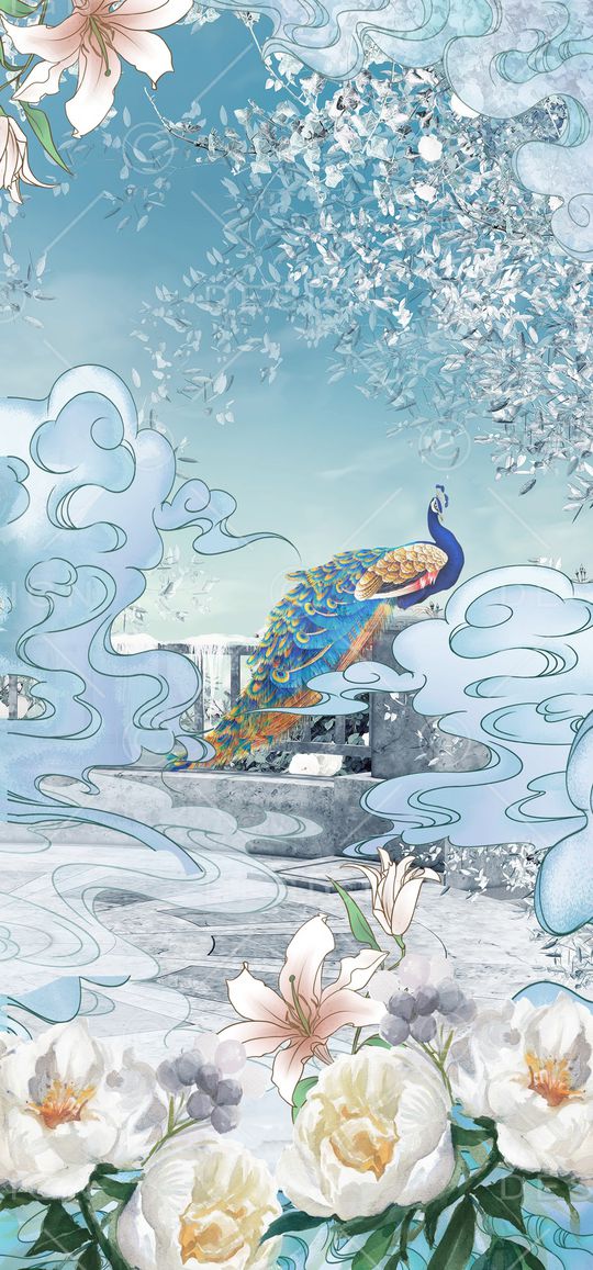 孔雀印花华亿平台图片