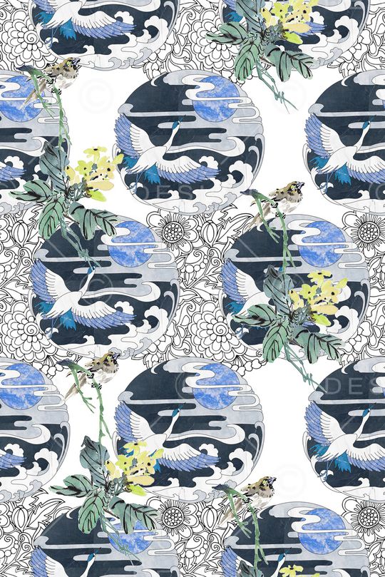 仙鹤印花华亿平台图片