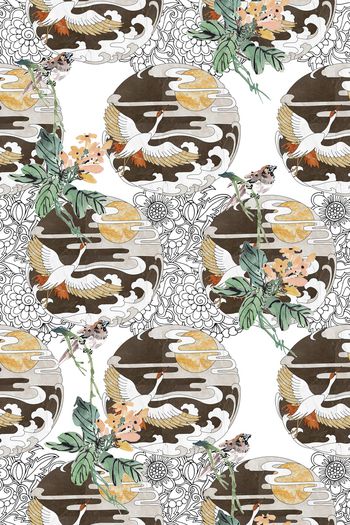 仙鹤印花华亿平台图片