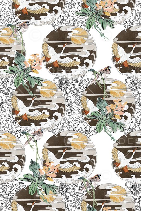 仙鹤印花华亿平台图片