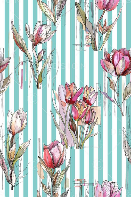 手绘花卉印花华亿平台图片