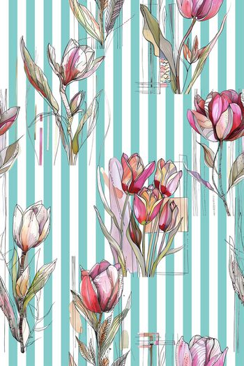 手绘花卉印花华亿平台图片