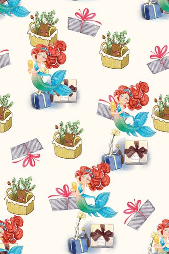 美人鱼印花华亿平台图片