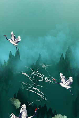 仙鹤印花华亿平台图片