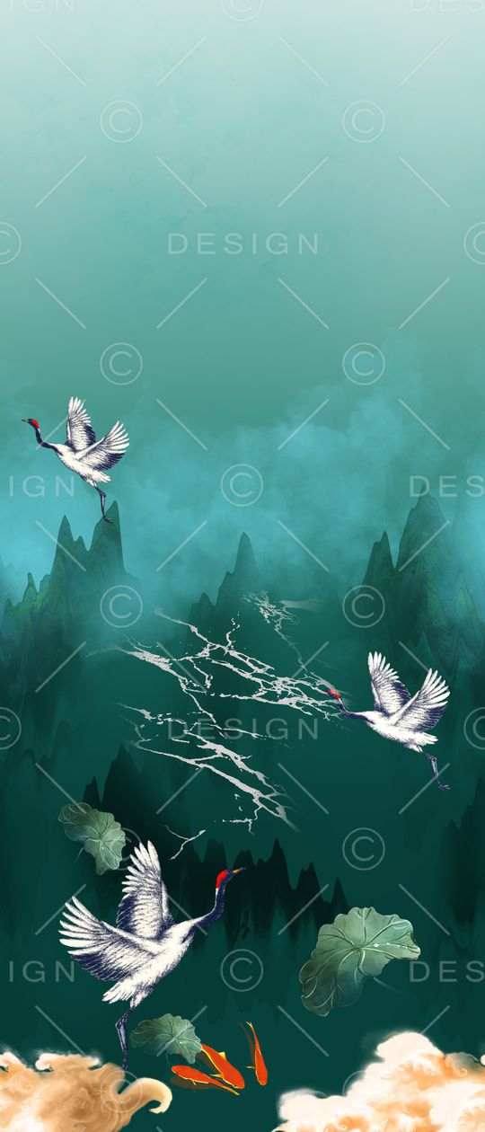 仙鹤印花华亿平台图片