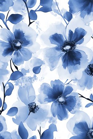 水彩花卉印花华亿平台图片