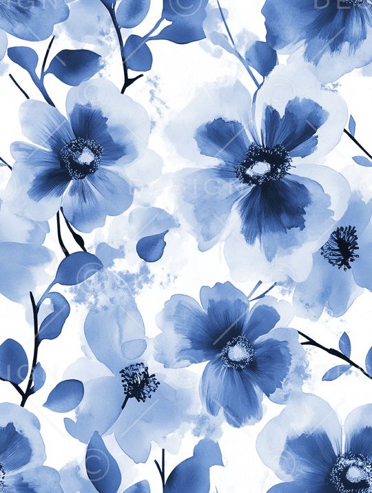 水彩花卉印花华亿平台图片