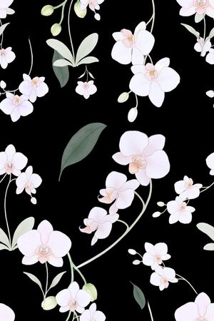 黑底花卉印花华亿平台图片