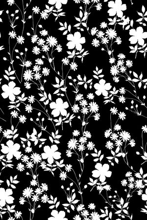 黑底花卉印花华亿平台图片