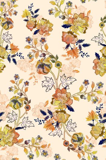 民族花卉印花华亿平台图片