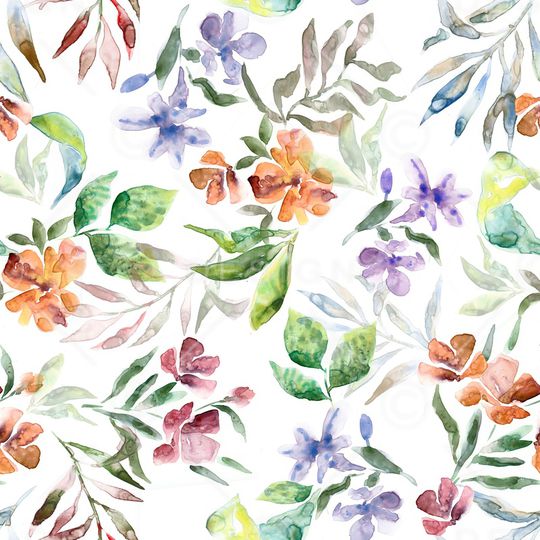 水彩花卉印花华亿平台图片