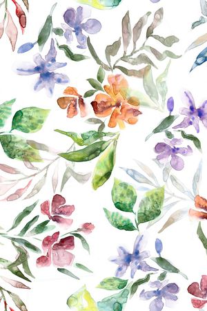 水彩花卉印花华亿平台图片