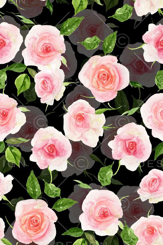 黑底花卉印花华亿平台图片