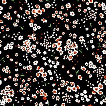 黑底花卉印花华亿平台图片