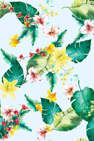 水彩花卉印花华亿平台图片