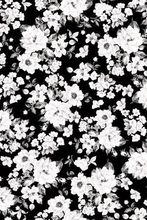 黑底花卉印花华亿平台图片