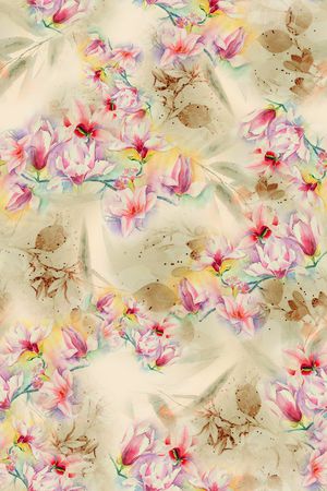 手绘花卉印花华亿平台图片