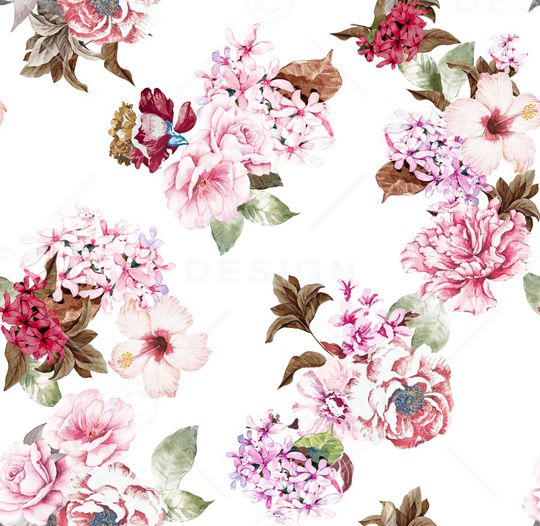 水彩花卉印花华亿平台图片