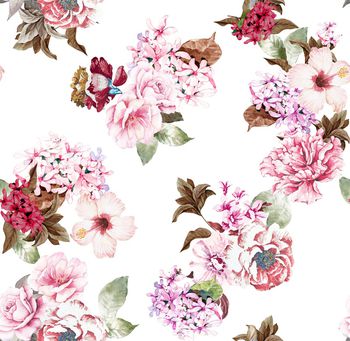 水彩花卉印花华亿平台图片