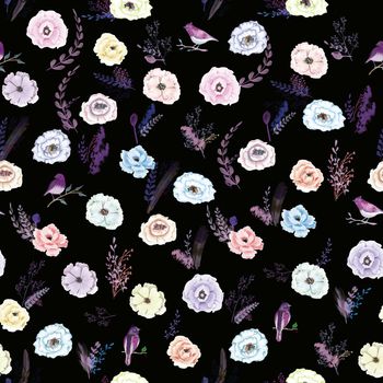 黑底花卉印花华亿平台图片