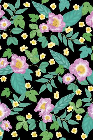 黑底花卉印花华亿平台图片