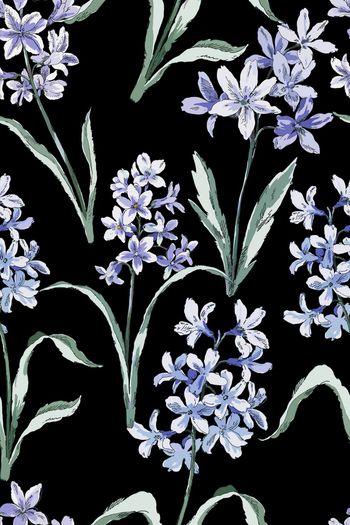 黑底花卉印花华亿平台图片