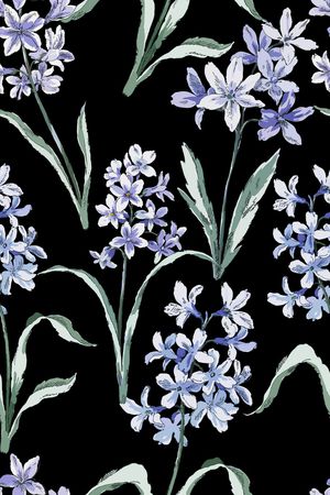 黑底花卉印花华亿平台图片