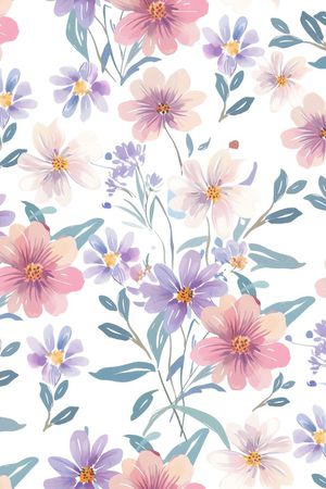 水彩花卉印花华亿平台图片