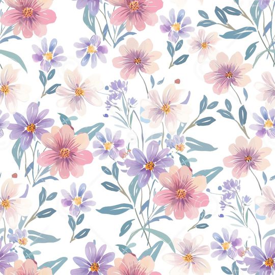 水彩花卉印花华亿平台图片