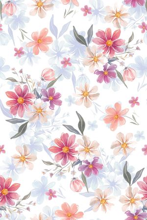 水彩花卉印花华亿平台图片