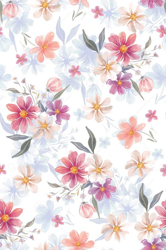 水彩花卉印花华亿平台图片