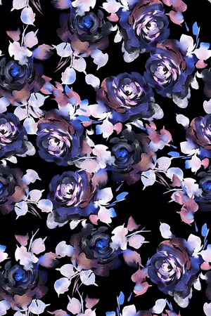 黑底花卉印花华亿平台图片