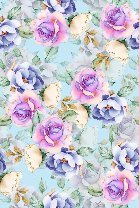 水彩花卉印花华亿平台图片