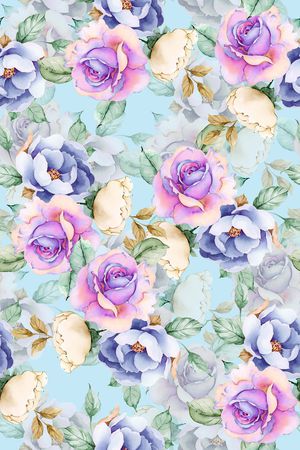 水彩花卉印花华亿平台图片